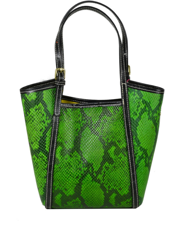 IT7GR Italian Green Leather Snake Printed Crossbody Bag