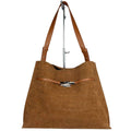 MI531 Tan Croco Print Suede Shopper Bag