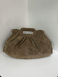 ST166 Taupe Ruched Suede Handle Bag
