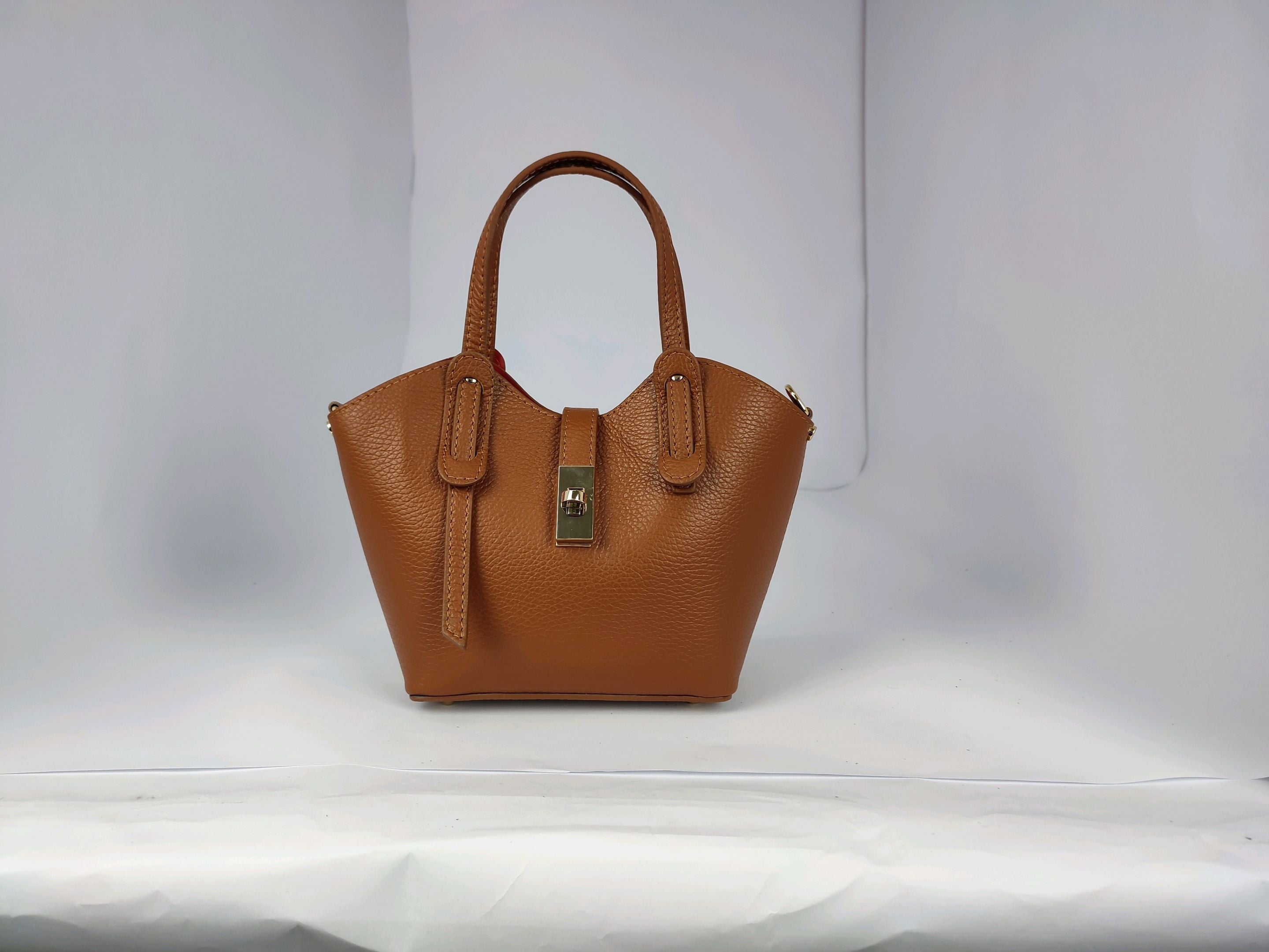 DM008 Tan Leather Mini Tote Bag