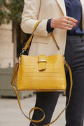 ZZ177 Mustard Croco Top Handle Bag