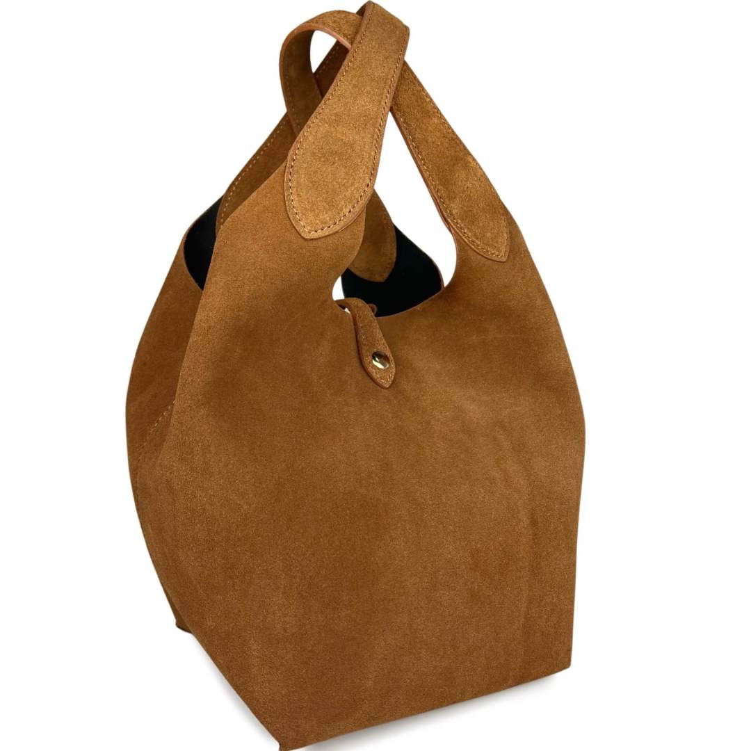 Mi123 Tan Suede Pouch Tote
