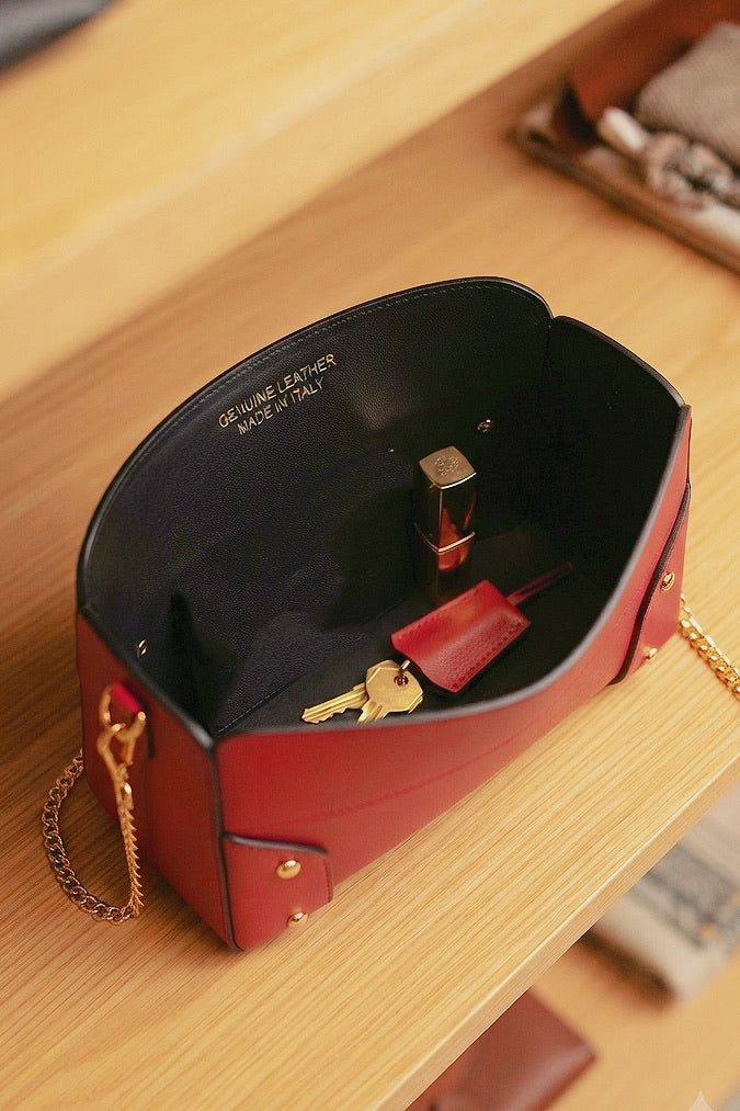 ZZ133 Red Small Smooth Leather Handbag