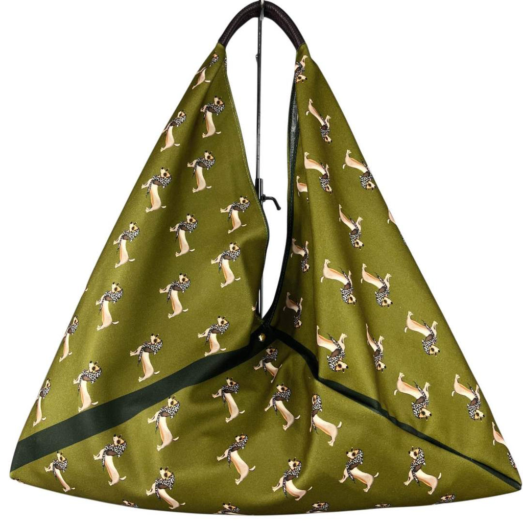 MI493 Olive Dachshund Print Triangle Bag