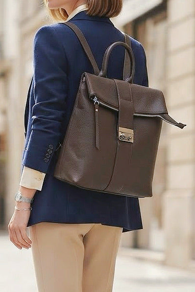 ZZ081 Brown Leather Backpack