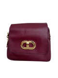 L266 Italian Elegant Burgundy Leather Crossbody Bag
