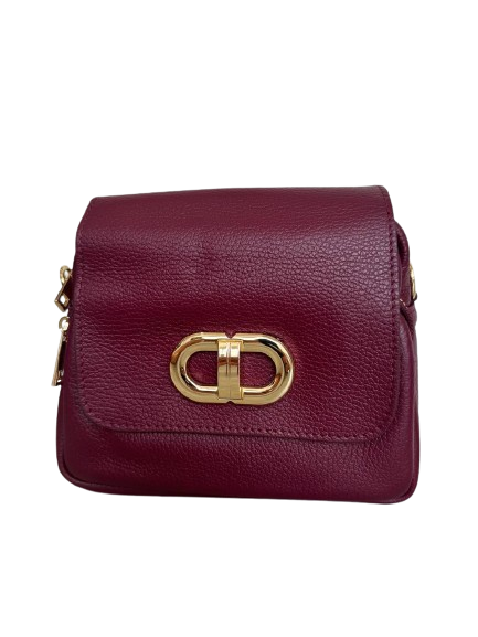 L266 Italian Elegant Burgundy Leather Crossbody Bag