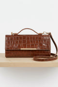 ZZ183 Cognac Croco Leather Pochette Bag