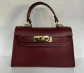 MELBU Burgundy Small Italian Leather Structured Bag