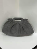 ST167 Grey Ruched Suede Handle Bag