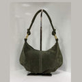 ST173 Green Suede Crescent Shoulder Bag