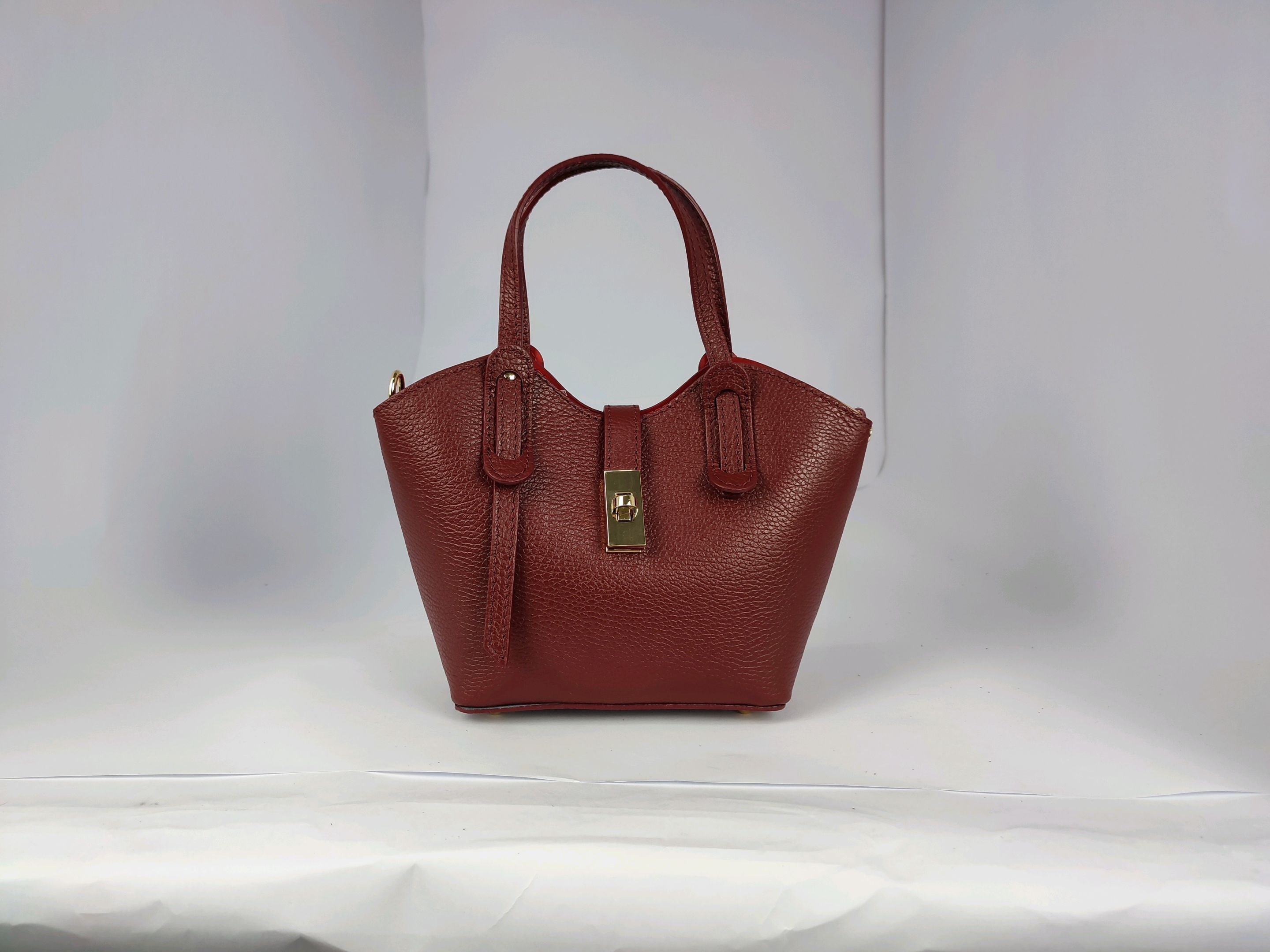 DM011 Burgundy Leather Mini Tote Bag