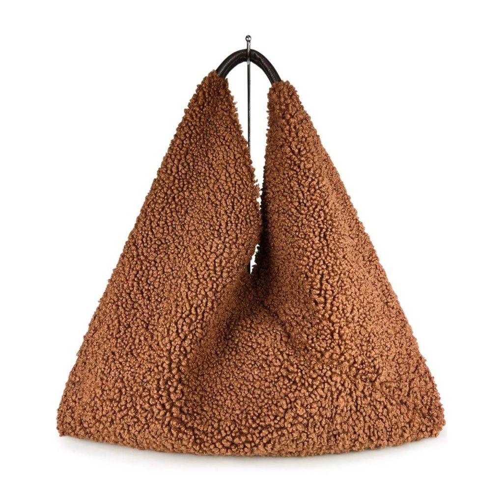 MI639 Brown Teddy Triangle Tote Bag