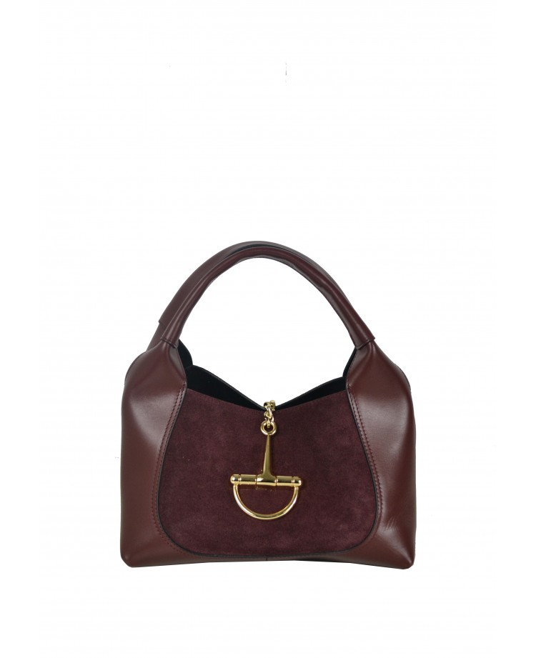 IBHBSBU Italian Burgundy Suede Buckle Saddle Bag