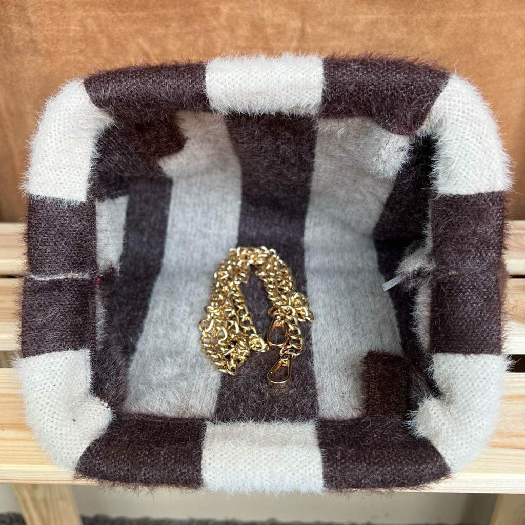 Mi067 Beige/Dark Brown Striped Pochette