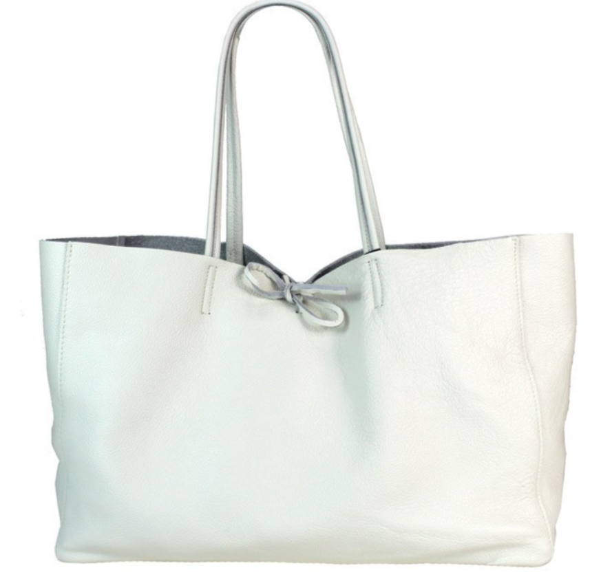 M35 Italian White Leather Travel Bag Tie Closure JIJOU CAPRI