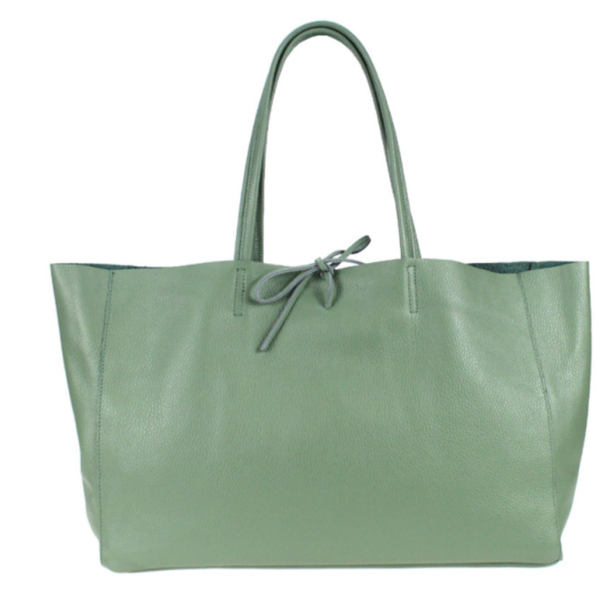 36 Italian Mint Leather Travel Bag Tie Closure JIJOU CAPRI