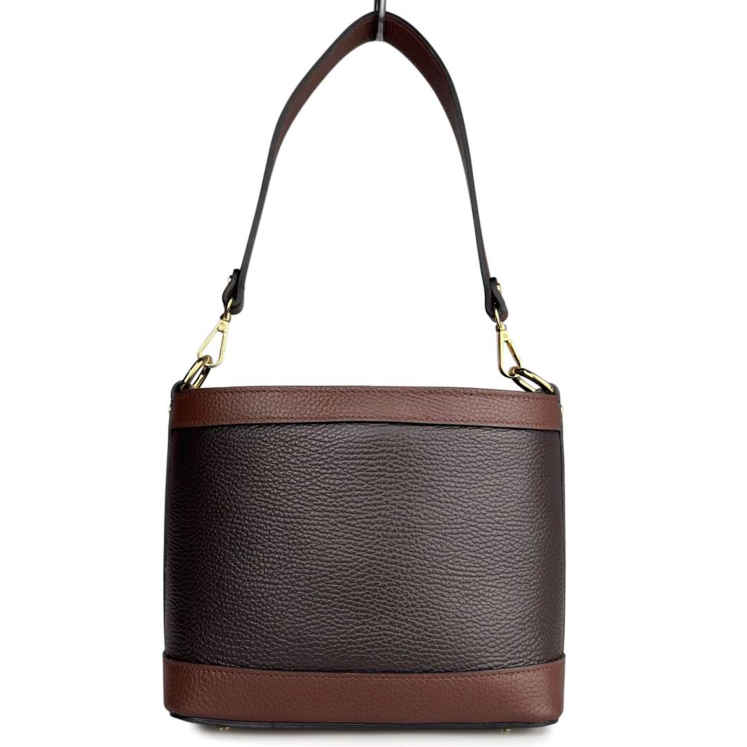 Mi177 Dark Brown Two-Tone Shoulder Bag