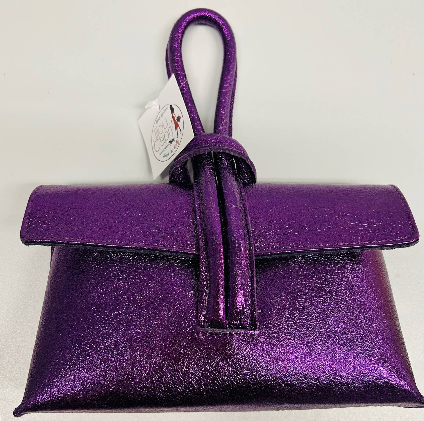 CHBETTY Purple Metallic Dressy Leather Crossbody Bag
