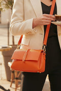 ZZ145 Rust Leather 3-Compartment Crossbody Bag