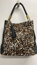 OF301 Italian Black Leopard Calf Hair Handbag