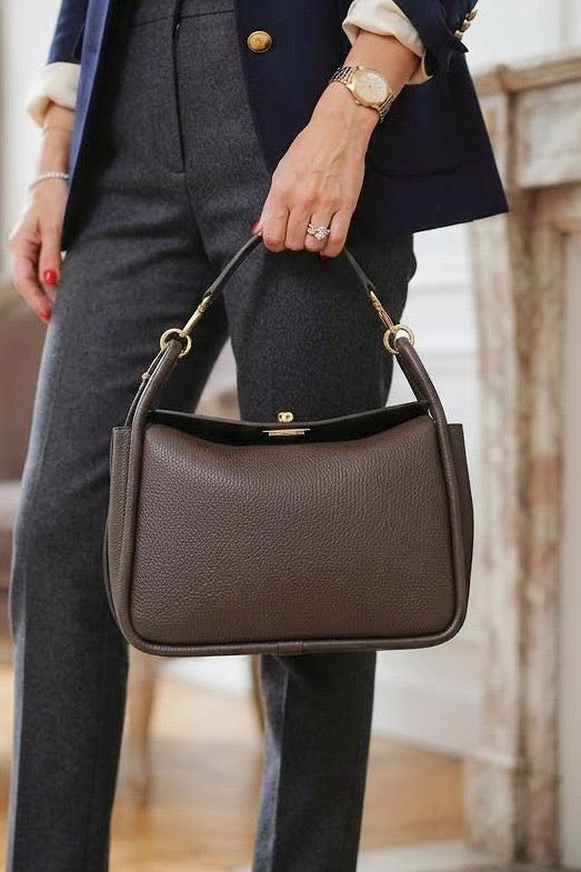 ZZ154 Brown Leather Top Handle Bag