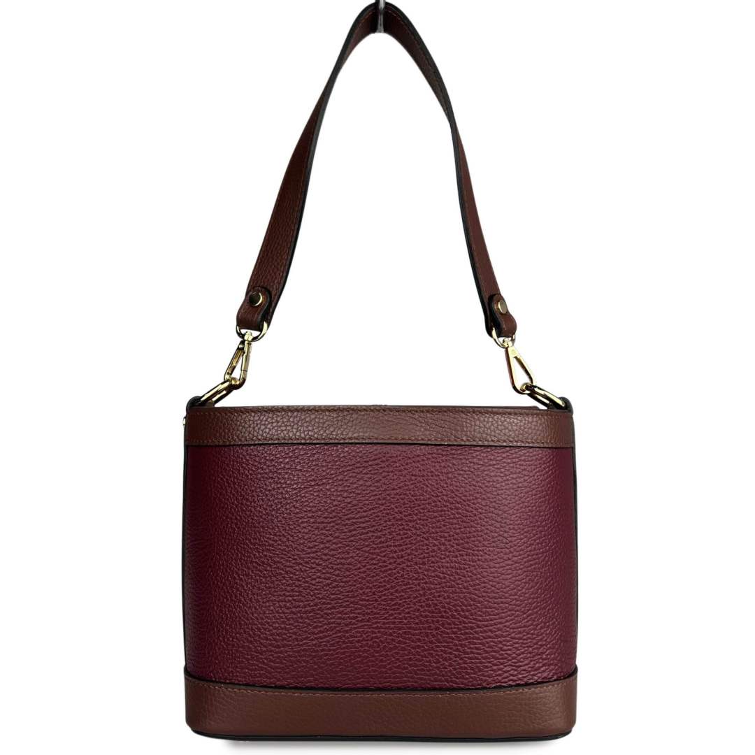 Mi178 Burgundy Two-Tone Shoulder Bag