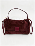 ST097 Burgundy Suede Flap Bag