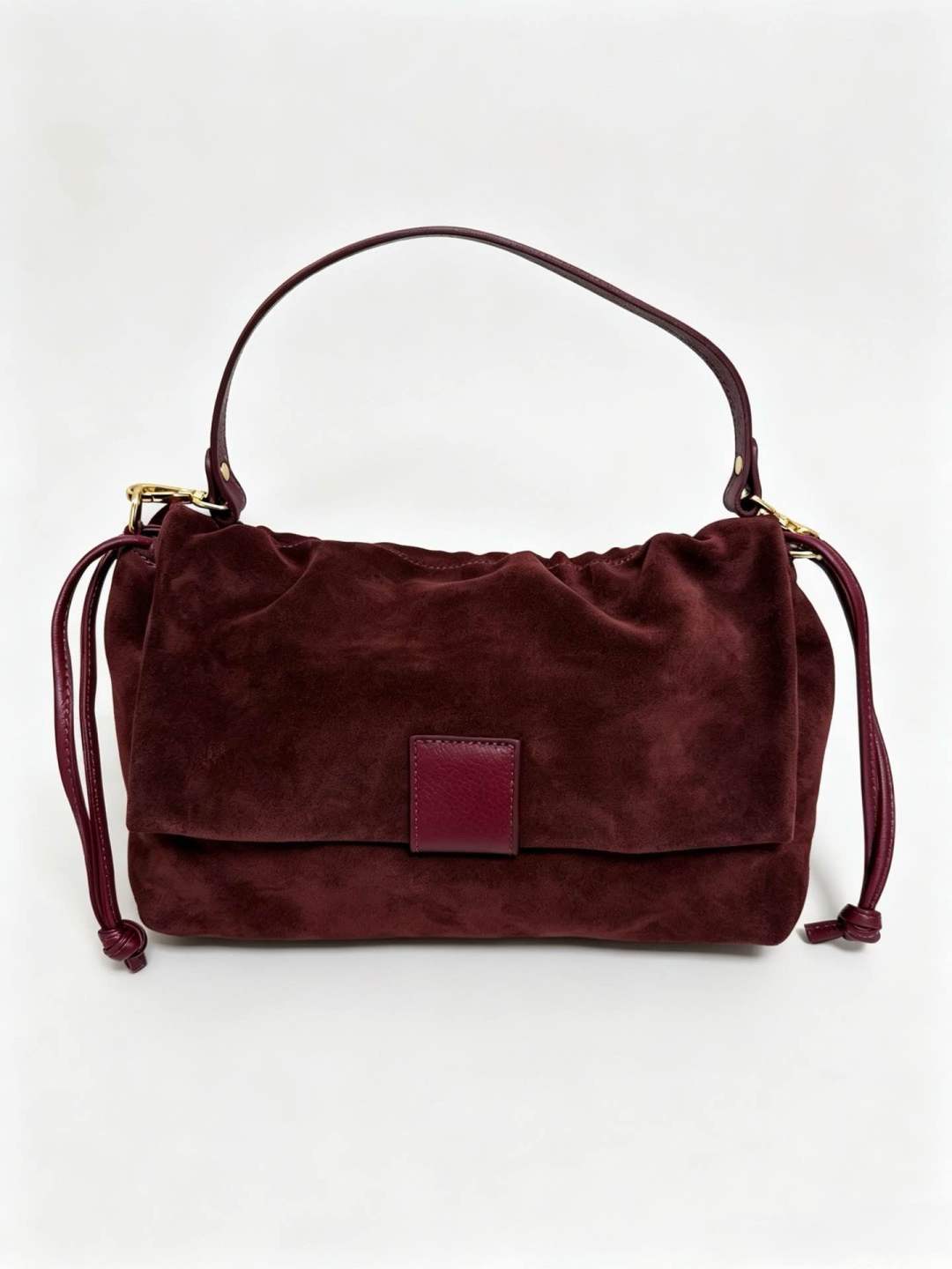 ST097 Burgundy Suede Flap Bag