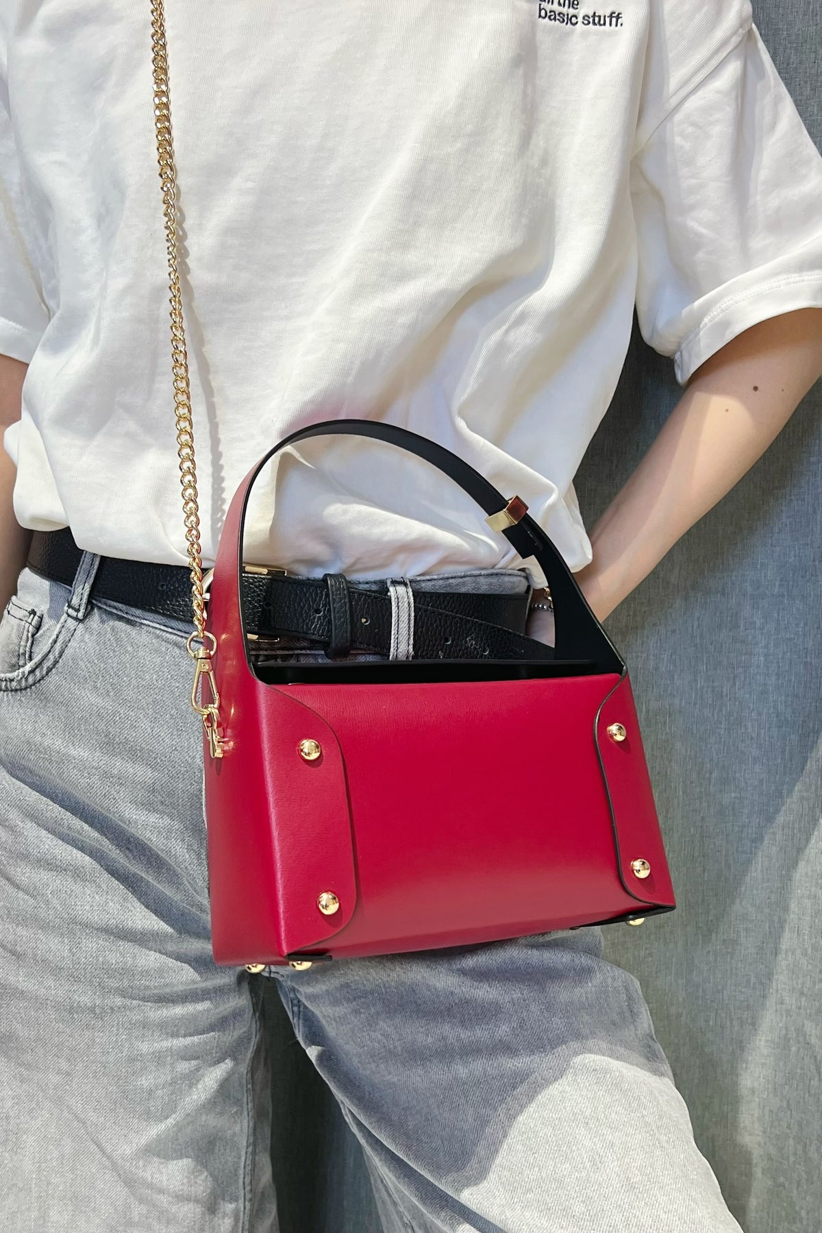 ZZ133 Red Small Smooth Leather Handbag