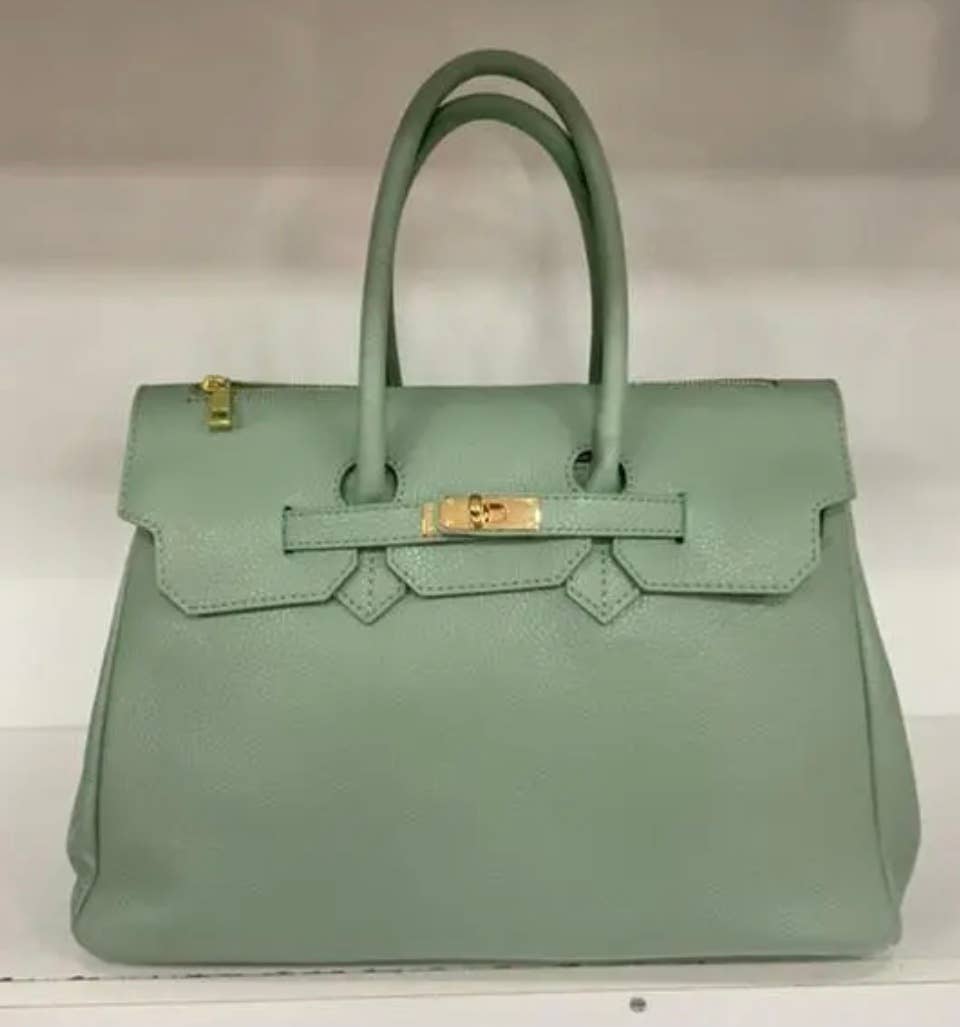 SFS Leather Sage Handbag Structured  and Lock Closure