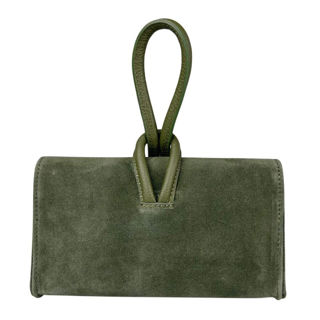 Mi108 Olive Suede Knot Pochette