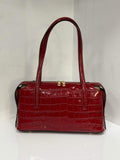 St045 Red Croc-Embossed Duna Bag