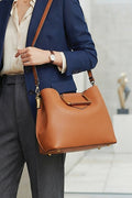 ZZ015 Camel Grained Leather Handbag