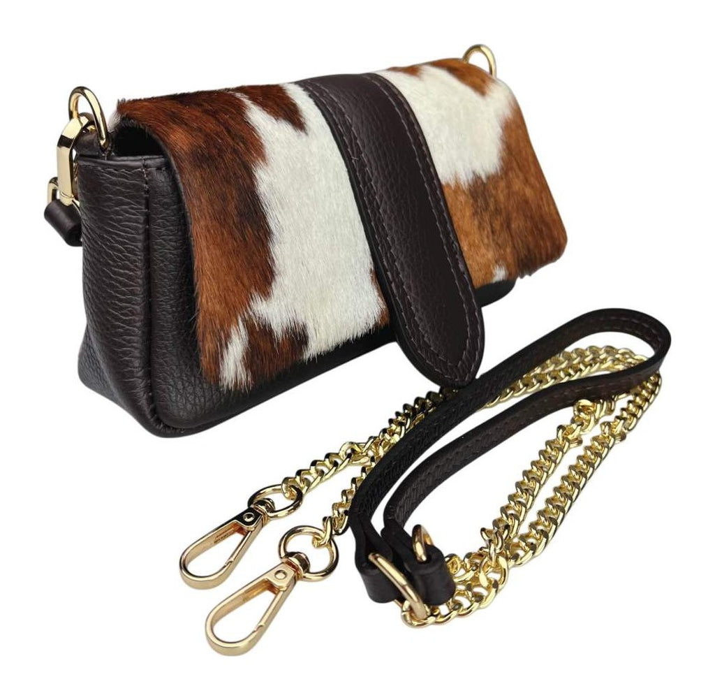 MI556 Cow Print Pony Hair Mini Flap Bag