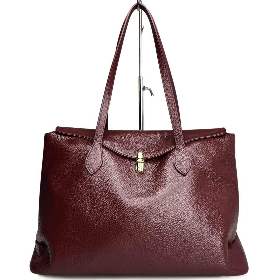 MI547 Burgundy Leather Padlock Tote