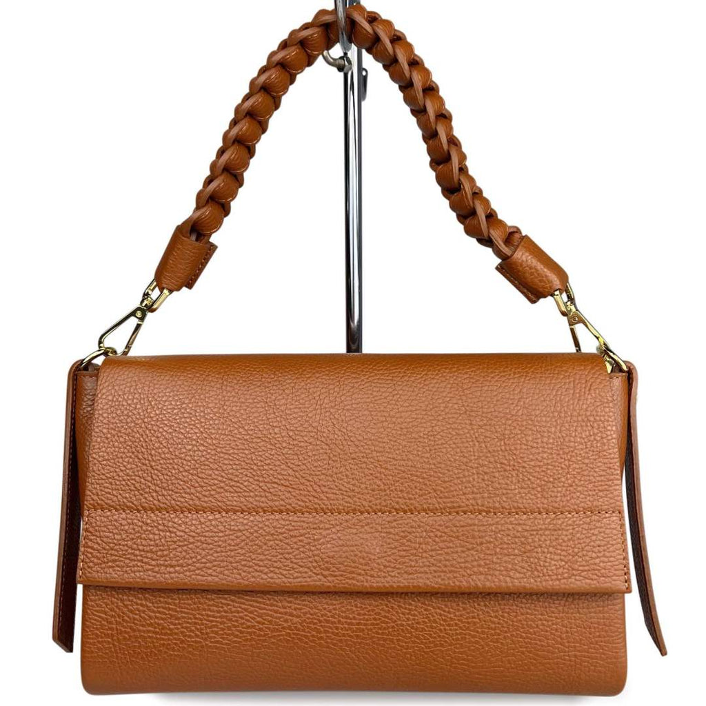 Mi191 Tan 3-Compartment Flap Bag