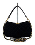 MI600 Black Quilted Suede Shoulder Bag