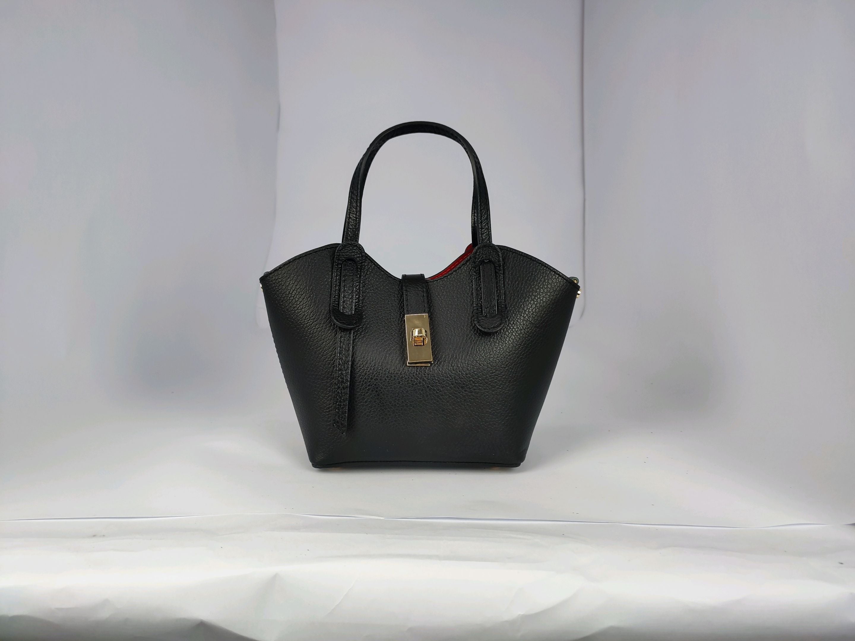 DM007 Black Leather Mini Tote Bag