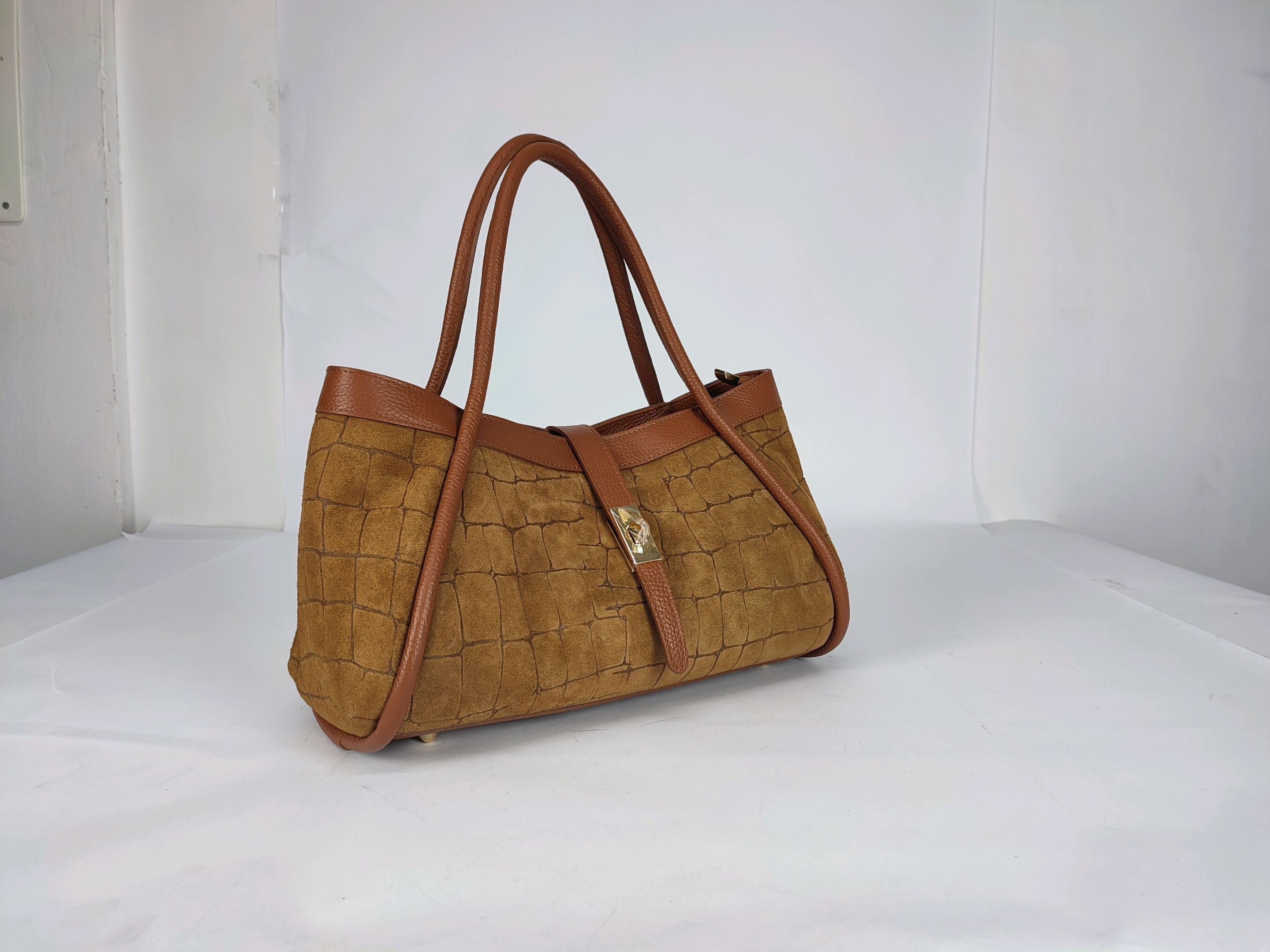 DM021 Tan Suede Flap Bag