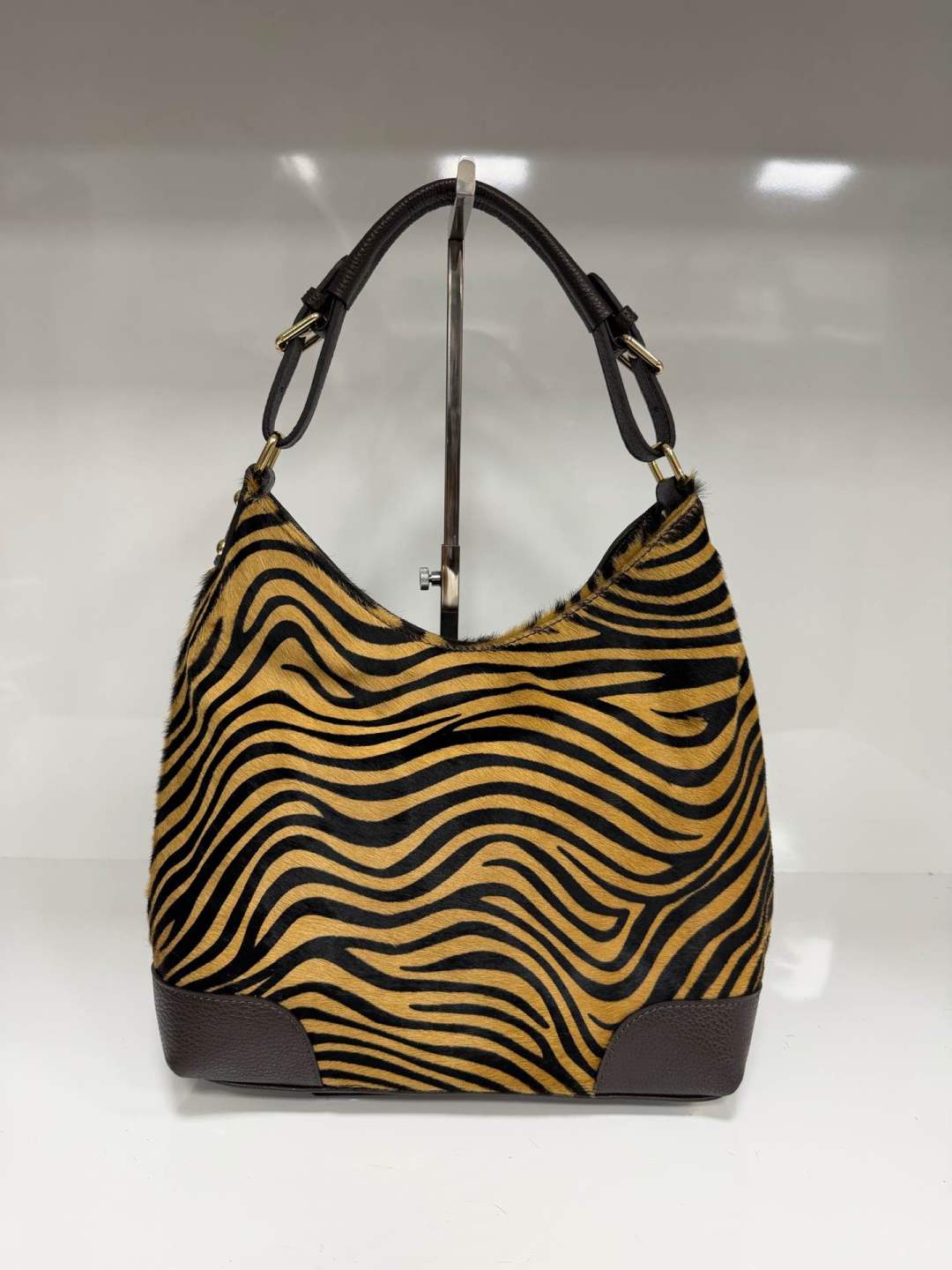 St056 Zebra Print Black Taupe Bag