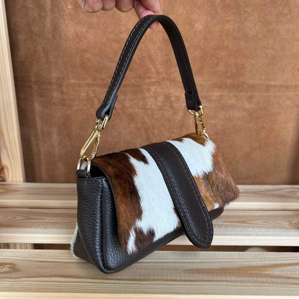 MI556 Cow Print Pony Hair Mini Flap Bag