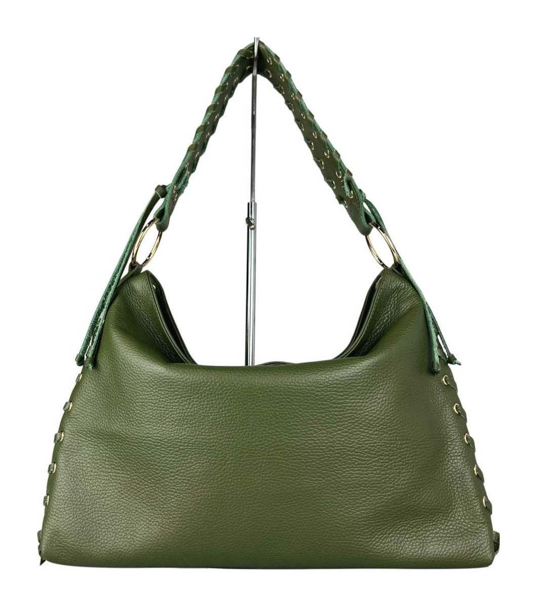 MI588 Olive Leather Laced Hobo Bag