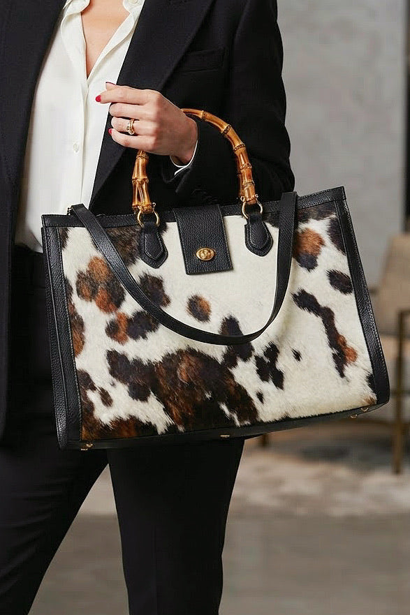 ZZ057 Black XL Animal Print Handbag