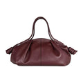 MI682 Burgundy Ruched Leather Shoulder Bag
