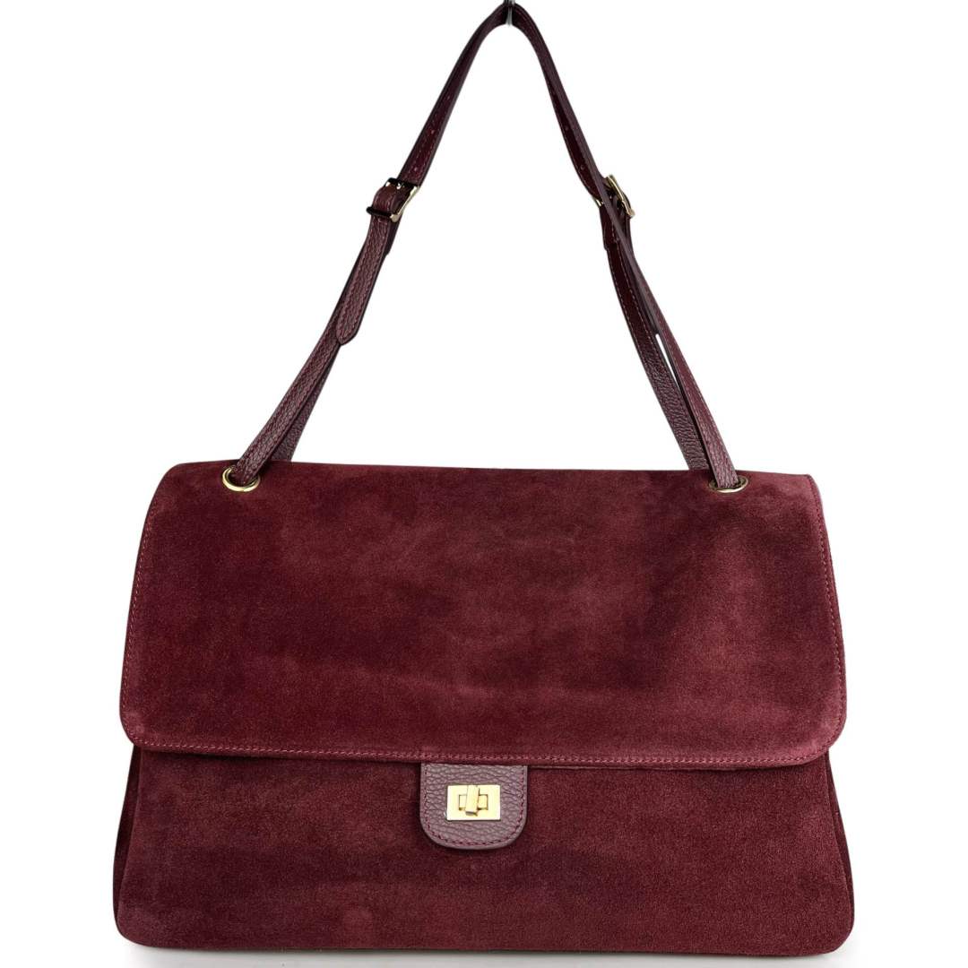 Mi311 Burgundy Suede Flap Bag