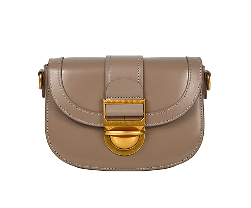 ITANTA Italian Taupe Leather Antiqued Crossbody Bag