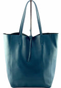 D33 Italian Basic Teal Leather Tote Bag JIJOU CAPRI