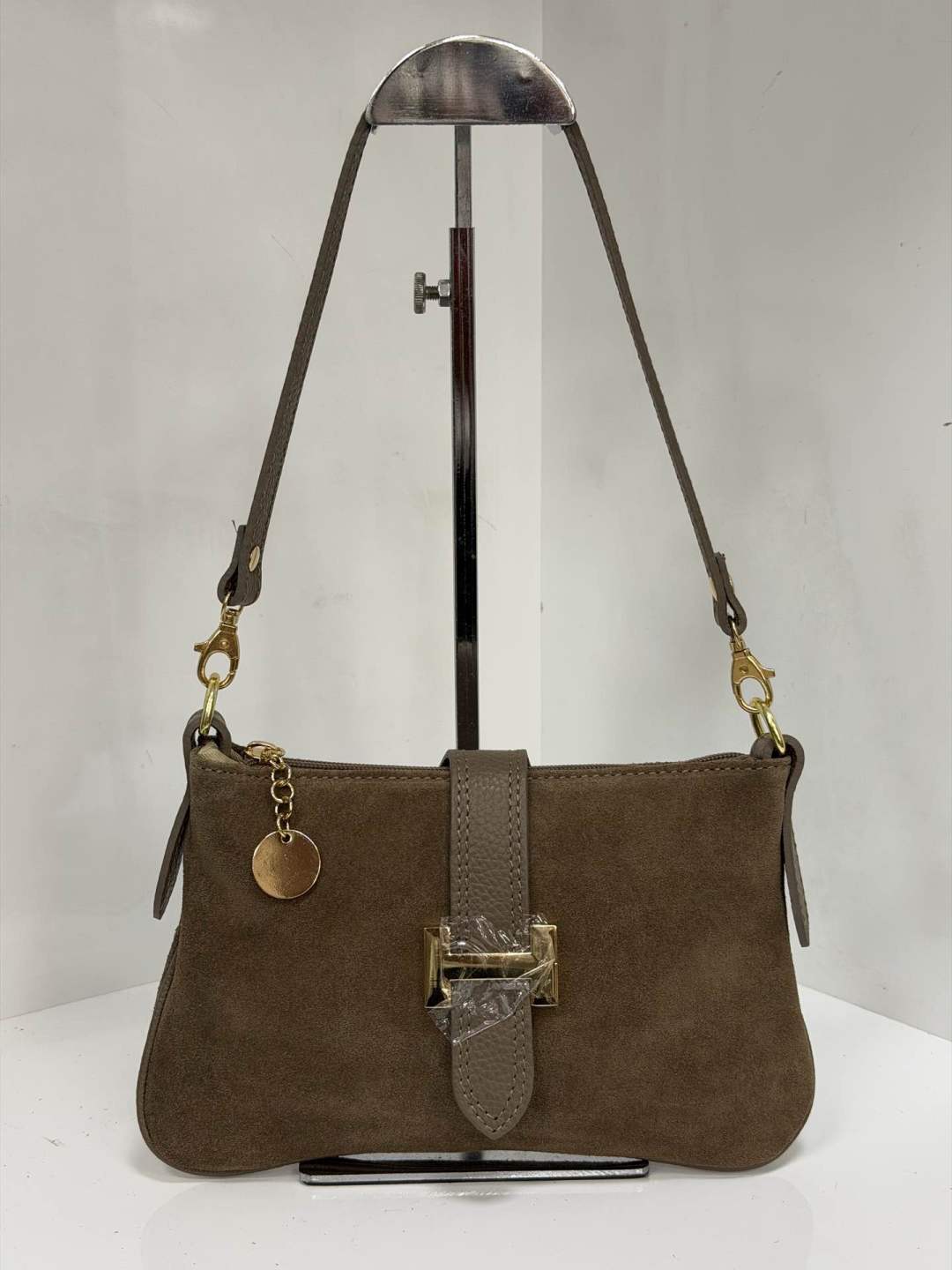 St032 Dark Taupe Hope Suede Bag
