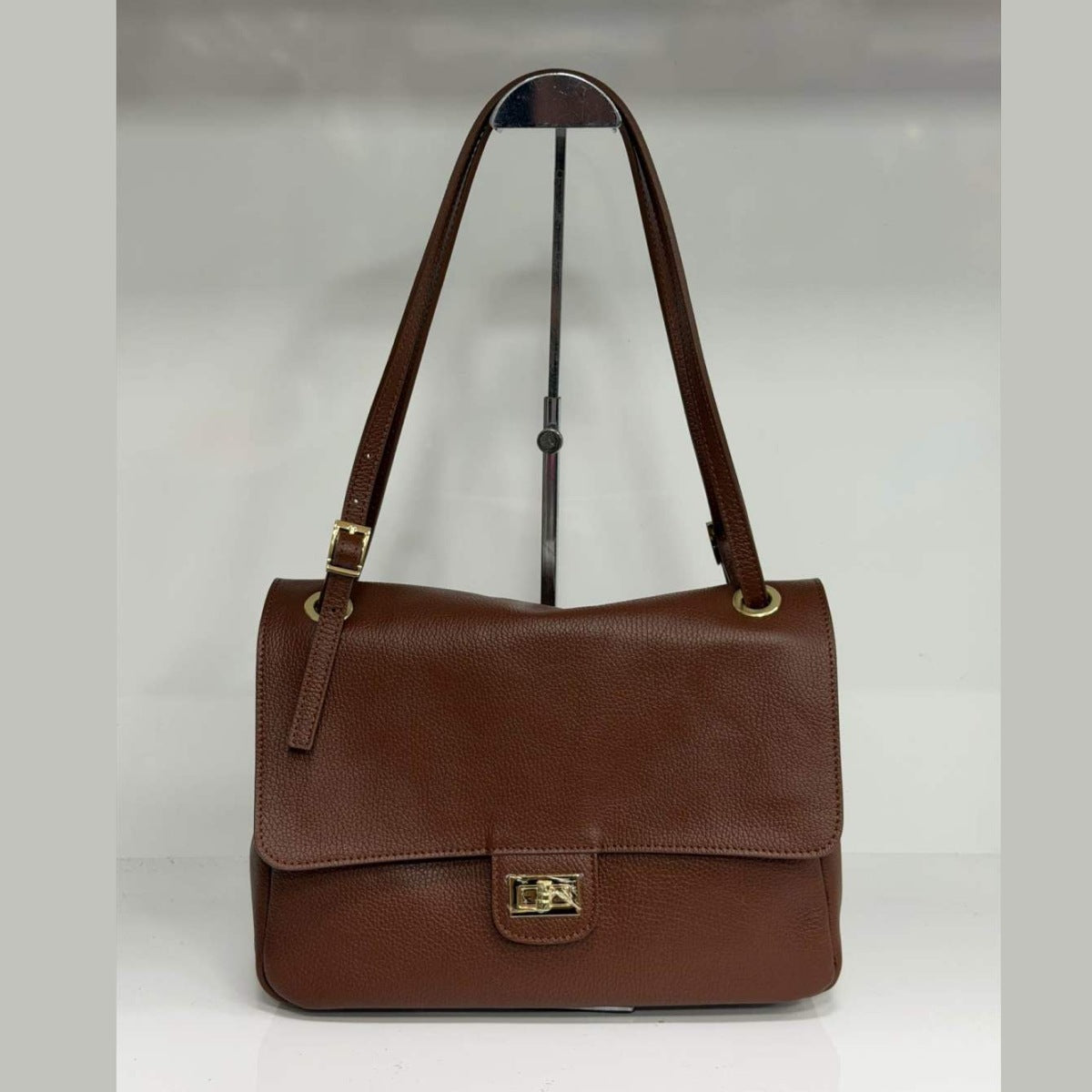 ST184 Brown Leather Flap Shoulder Bag